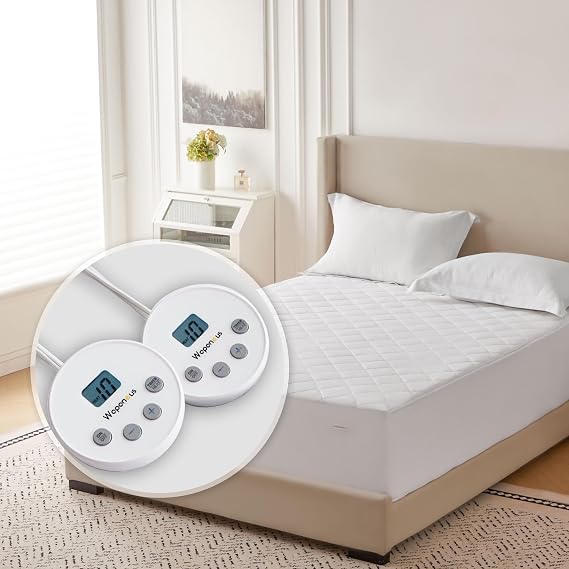 Wapaneus Heated Mattress Pad Queen Size 10 Heat Settings & Dual Control with 1-12 Hours Timer Auto Off,Deep Pocket Fits up to 18",Microfiber Bed Warmer,ETL Listed Machine Washable,60"x80"