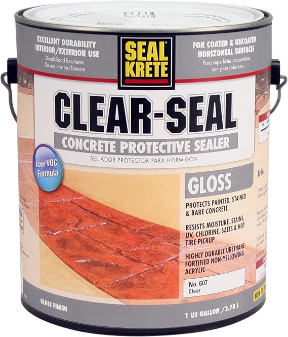 Seal-Krete 607001 Clear-Seal Low VOC Gloss Concrete Protective Sealer, Gallon, Clear