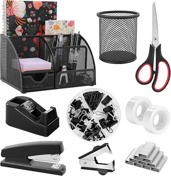 SKYDUE Black Office Supplies, Black Office Desk Accessories