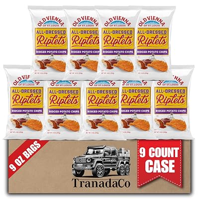 Old Vienna of St. Louis All Dressed Riplets Potato Chips 9oz Bags 9 Count Snack Case by TranadaCo