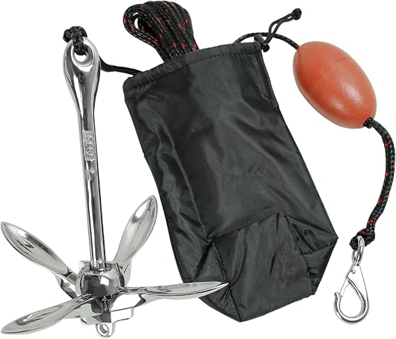 Extreme Max 3006.6702 BoatTector Complete Stainless Steel Grapnel Anchor Kit for Small Boats, Kayaks, PWC, Jet Ski, SUP, etc. - 3.5 lbs.