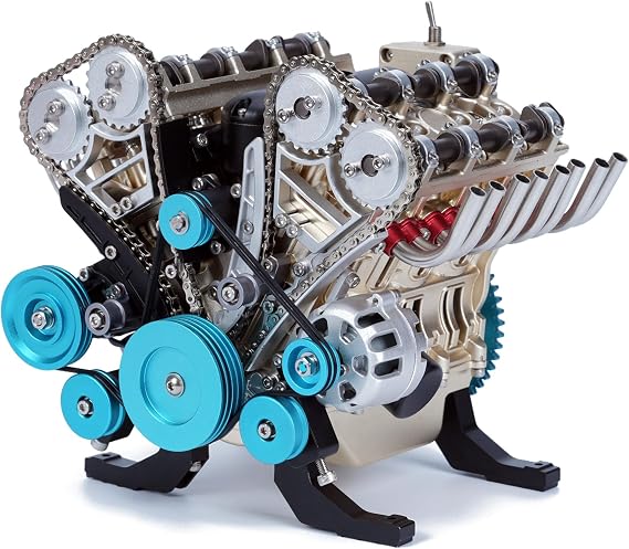 TECHING Metal V8 Engine Model Kit that Works