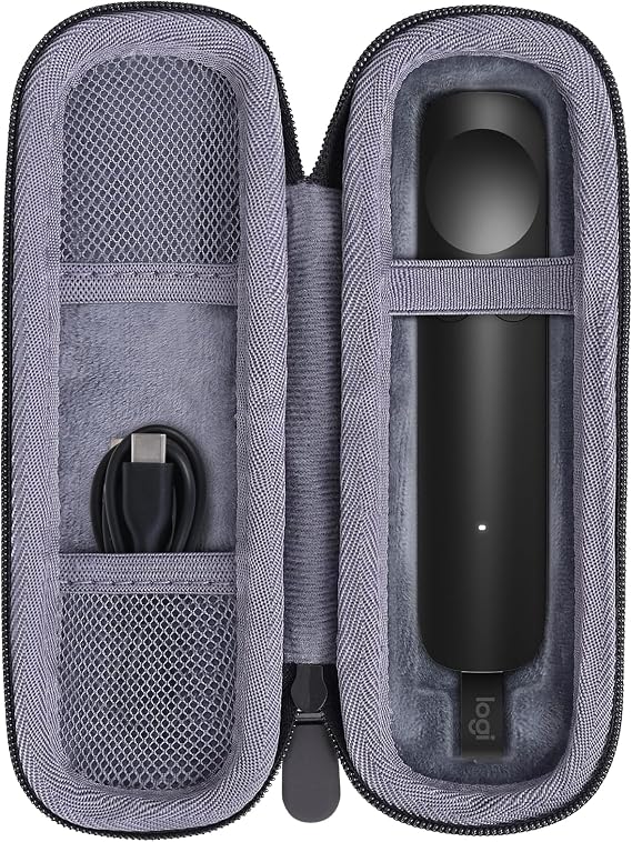 co2CREA Hard Case for Logitech Spotlight 2/1 Presentation Remote, Black | Presenter Clicker Compatible, Travel Protective Storage Bag with Mesh Pocket & Hand Strap, Shockproof EVA Carrying Box