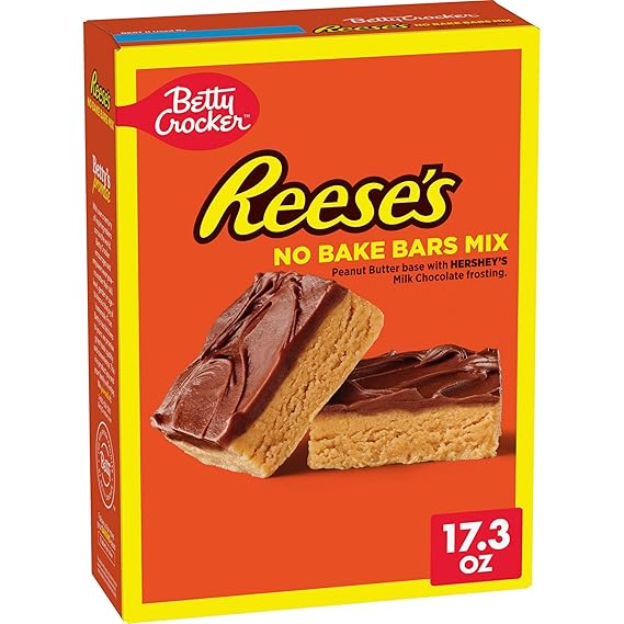 Betty Crocker Reese's Peanut Butter No Bake Bars Mix, 17.3 oz | With Hershey's Milk Chocolate Frosting, No Baking Required, Refrigerate 20 Min, Makes 15 Servings