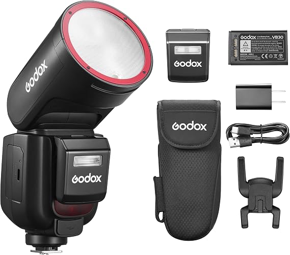 Godox V1Pro S Round Head TTL Camera Flash Speedlite for Sony | Support 1/800s HSS, TTL/M Switch, 500 Times Flash, Built-in Lithium Battery, LED Modeling Lamp, SU-1 Sub Flash