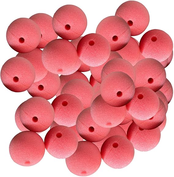Clown Noses, 50 Pink Sponge Balls 2 in, Halloween and Stage Performance Costume Accessories