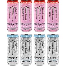 Monster Zero Ultra, Sugar Free Energy Drink variety pack 4 Flavor Sampler Pack, Super Energy Drink, 12 Ounce 8 Pack