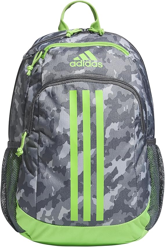 adidas Creator 2.0 Backpack 21L Durable Small Athletic Student Laptop Bag for Boys and Girls, Essential Camo Grey/Lucid Lime Green/Onyx Grey, One Size, Creator 2.0 Backpack 21L Durable Small